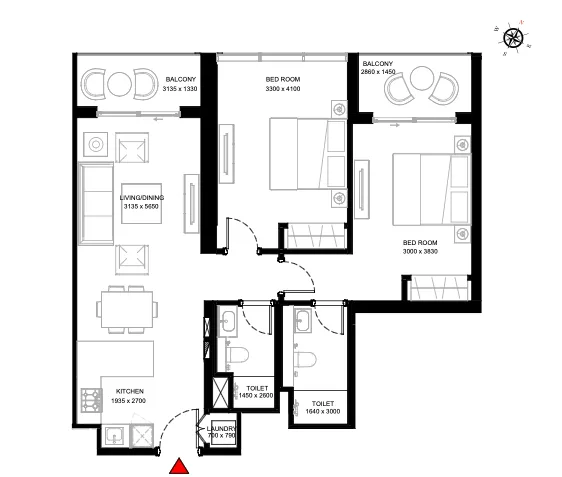 2 спальни в Creek Vistas Heights Tower A